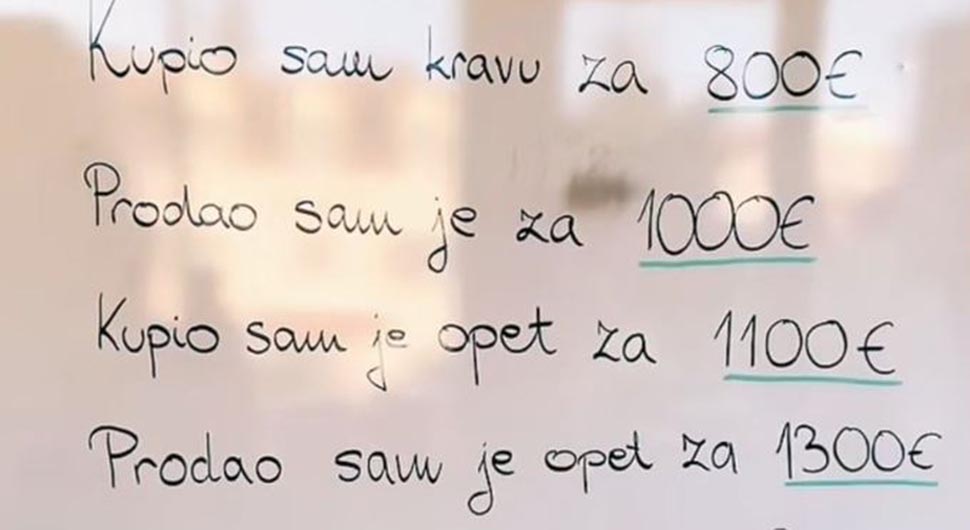 Zadatak posvađao internet: Koliko novca je zaradio od prodaje krave