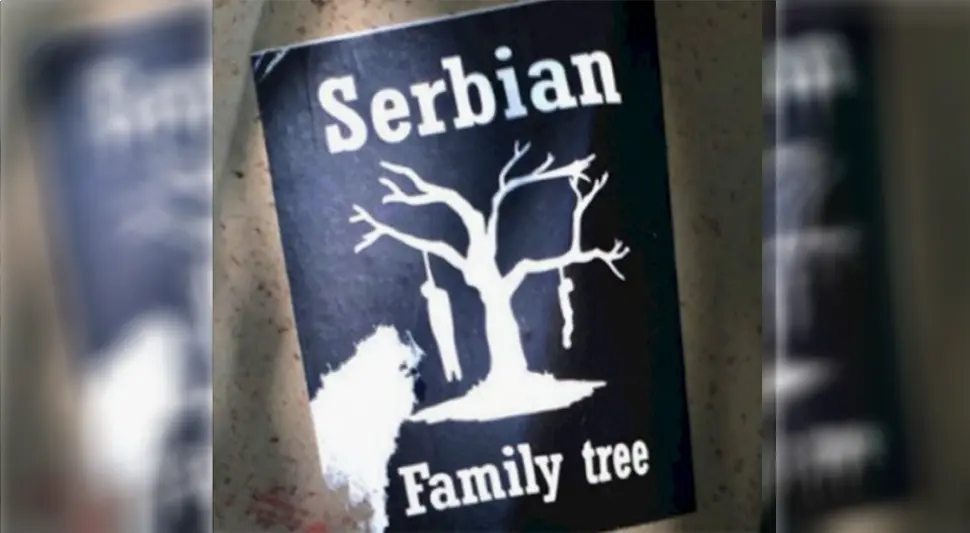 Na srpski zavjetni krst u Vinkovcima nalijepili ilustraciju obješenih ljudi