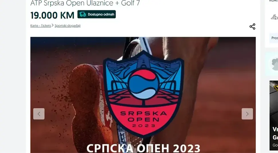 Uklonjen oglas u kojem se uz karte za Srpska open gratis nudi "golf 7"