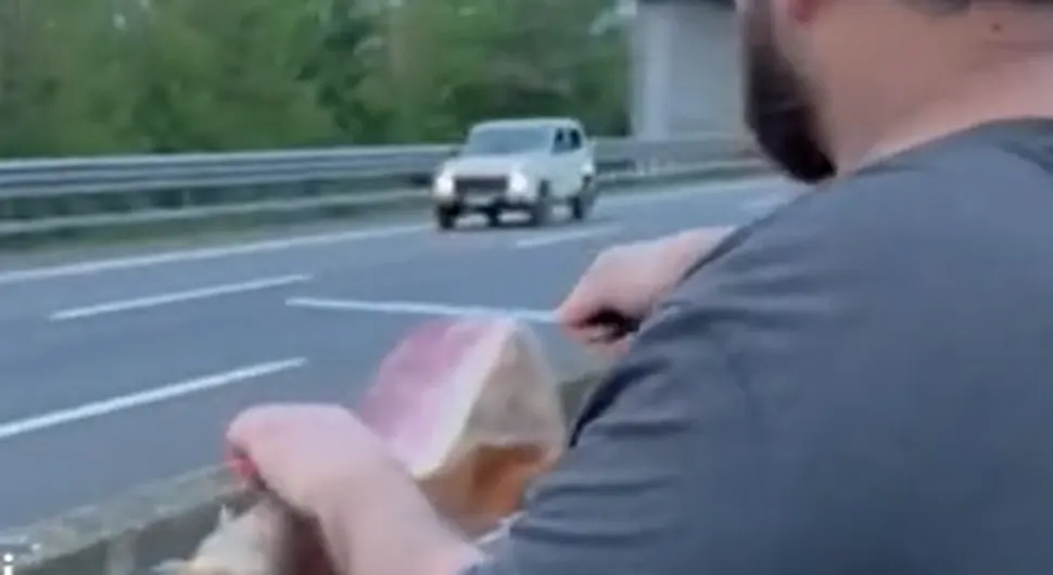 Zaglavio se u koloni pa sve počastio pršutom (VIDEO)