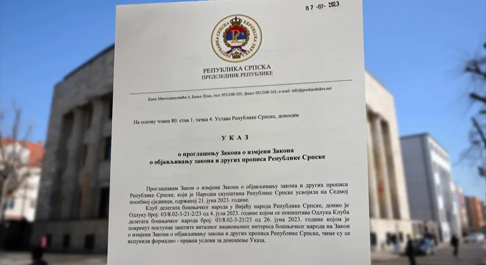 Zakoni objavljeni u Službenom glasniku Republike Srpske