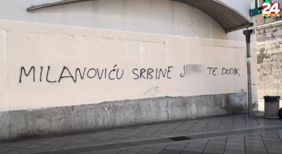 Sraman grafit osvanuo u Splitu povodom susreta Milanovića i Dodika