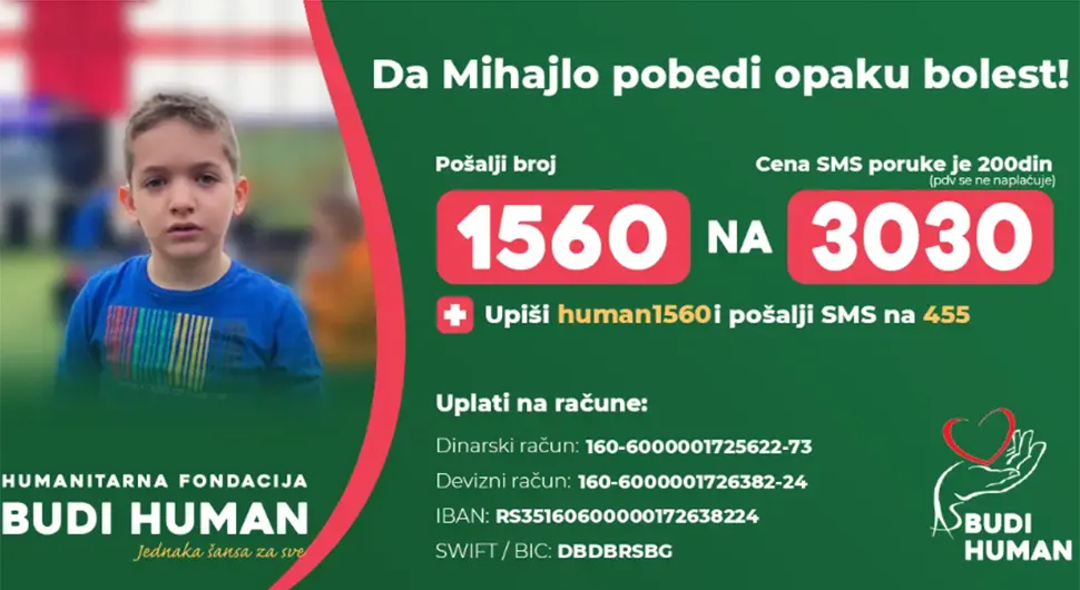 Мали Михајло нас треба, помозимо му да побиједи опаку болест