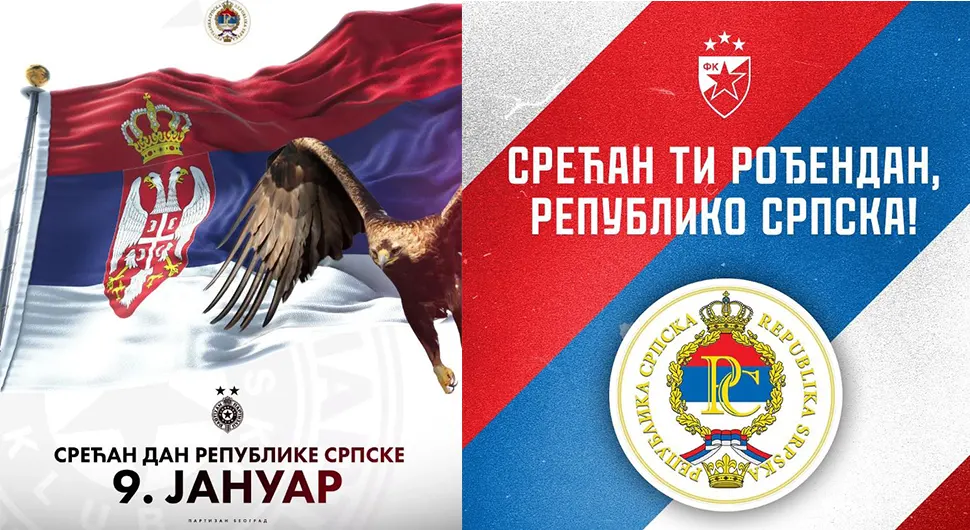 Партизан и Звезда честитали Српској 9. јануар!