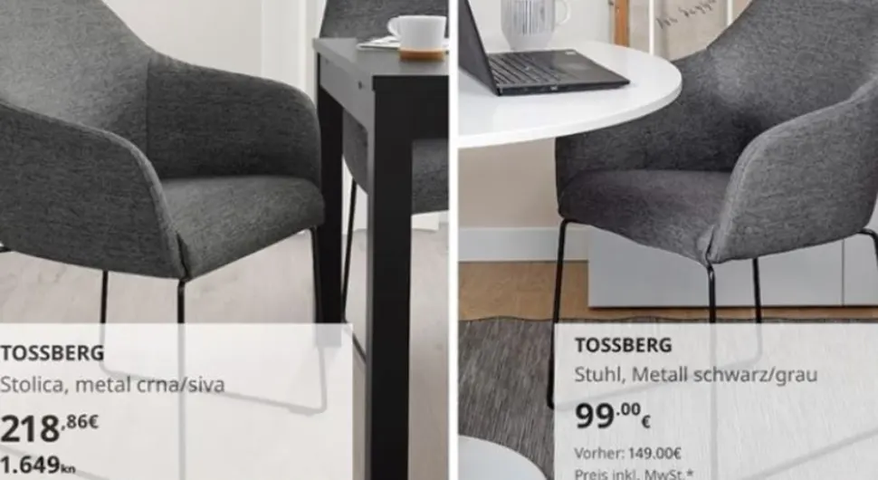 Икеина столица у Хрватској кошта 218 евра, а у Њемачкој 99, ево шта каже компанија