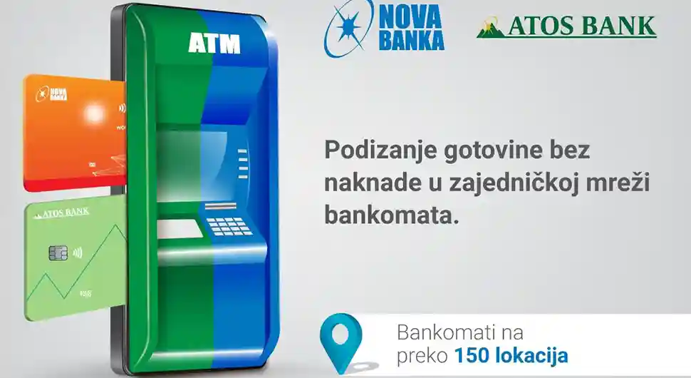 Подизање новца без накнаде у заједничкој мрежи банкомата Нове банке и Атос банк