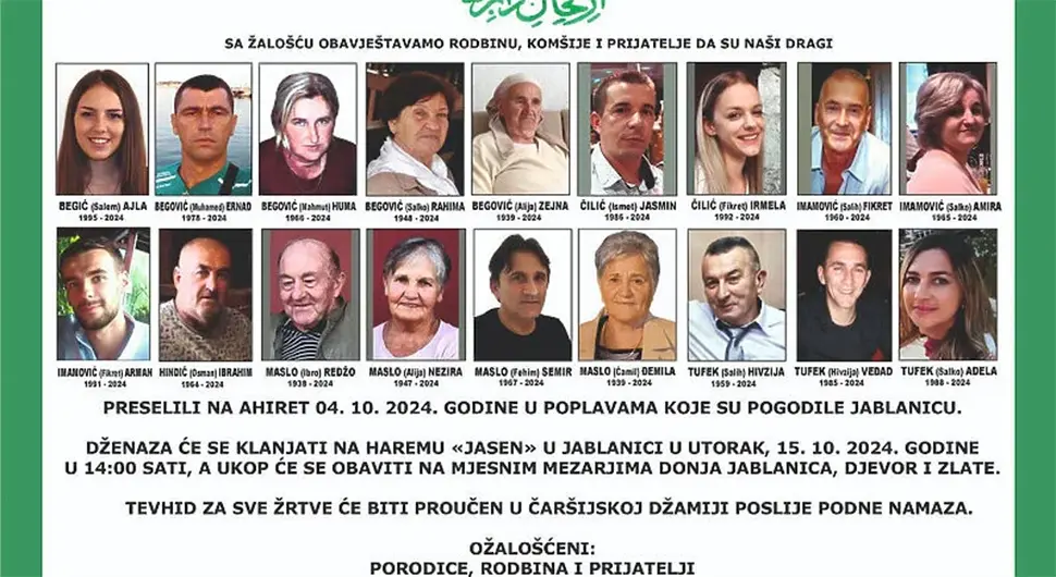 У уторак сахрана жртвама поплава у Доњој Јабланици