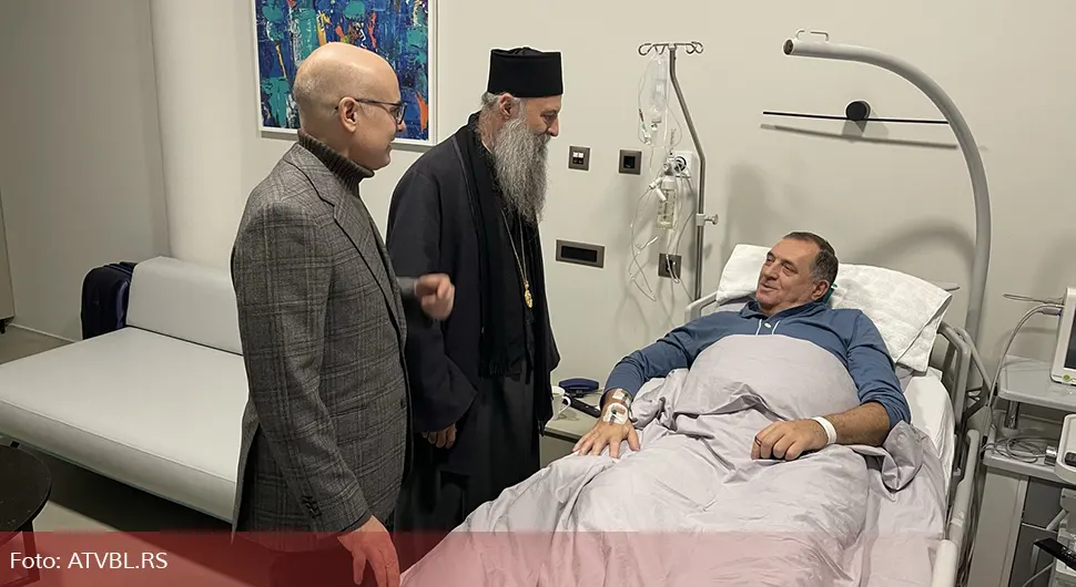 Патријарх Порфирије и Милош Вучевић посјетили предсједника Додика у болници
