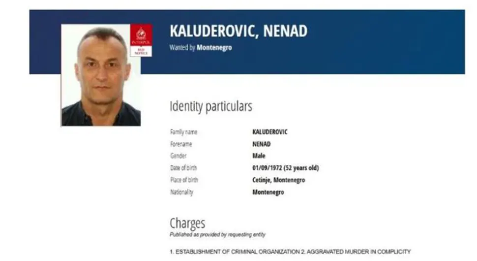 Расписана црвена потјерница за Ненадом Калуђеровићем