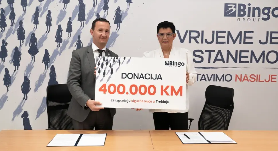 Бинго донирао 400.000 КМ за изградњу прве сигурне куће у Требињу