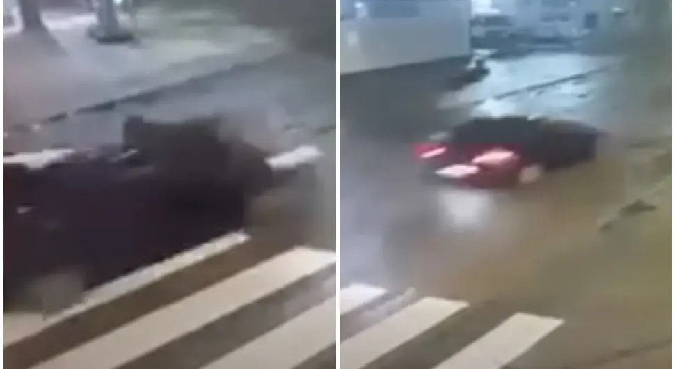 Стравичан снимак несреће! Покосио пјешака, одлетио у ваздух