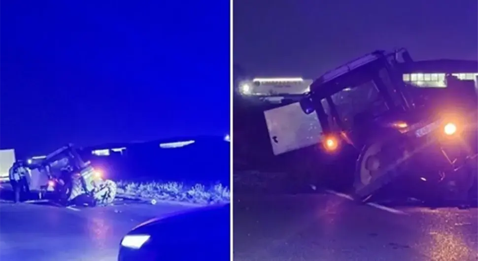 Језив судар код Бијељине: Трактор преполовљен