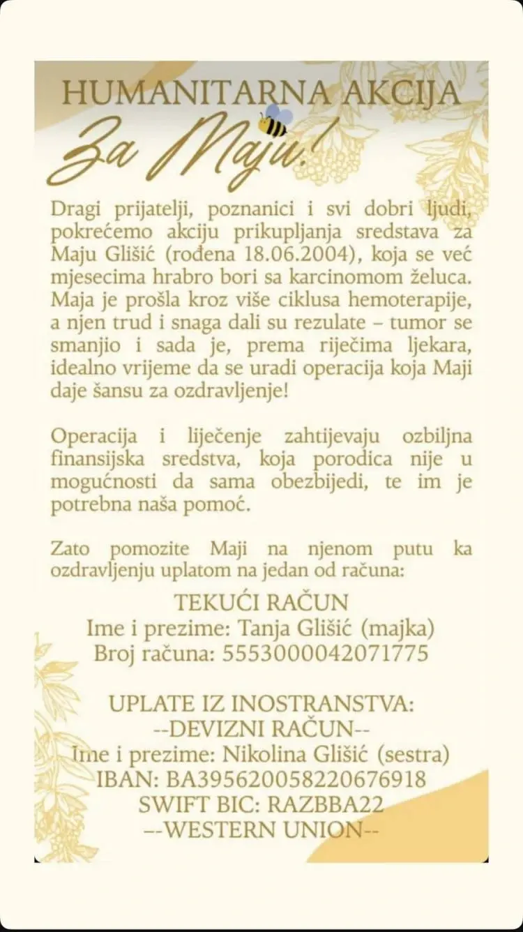 Хуманитарна акција за Мају Глишић
