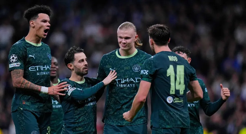 Екипа Манчестер Ситија на мечу против Реал Мадрида