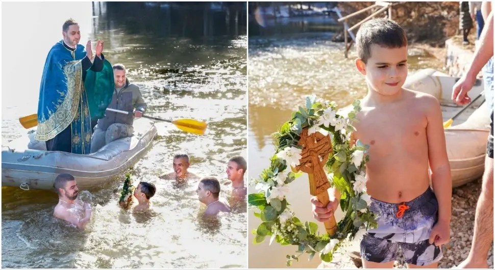 Мали Вук (7) у залеђеном језеру стигао први до крста