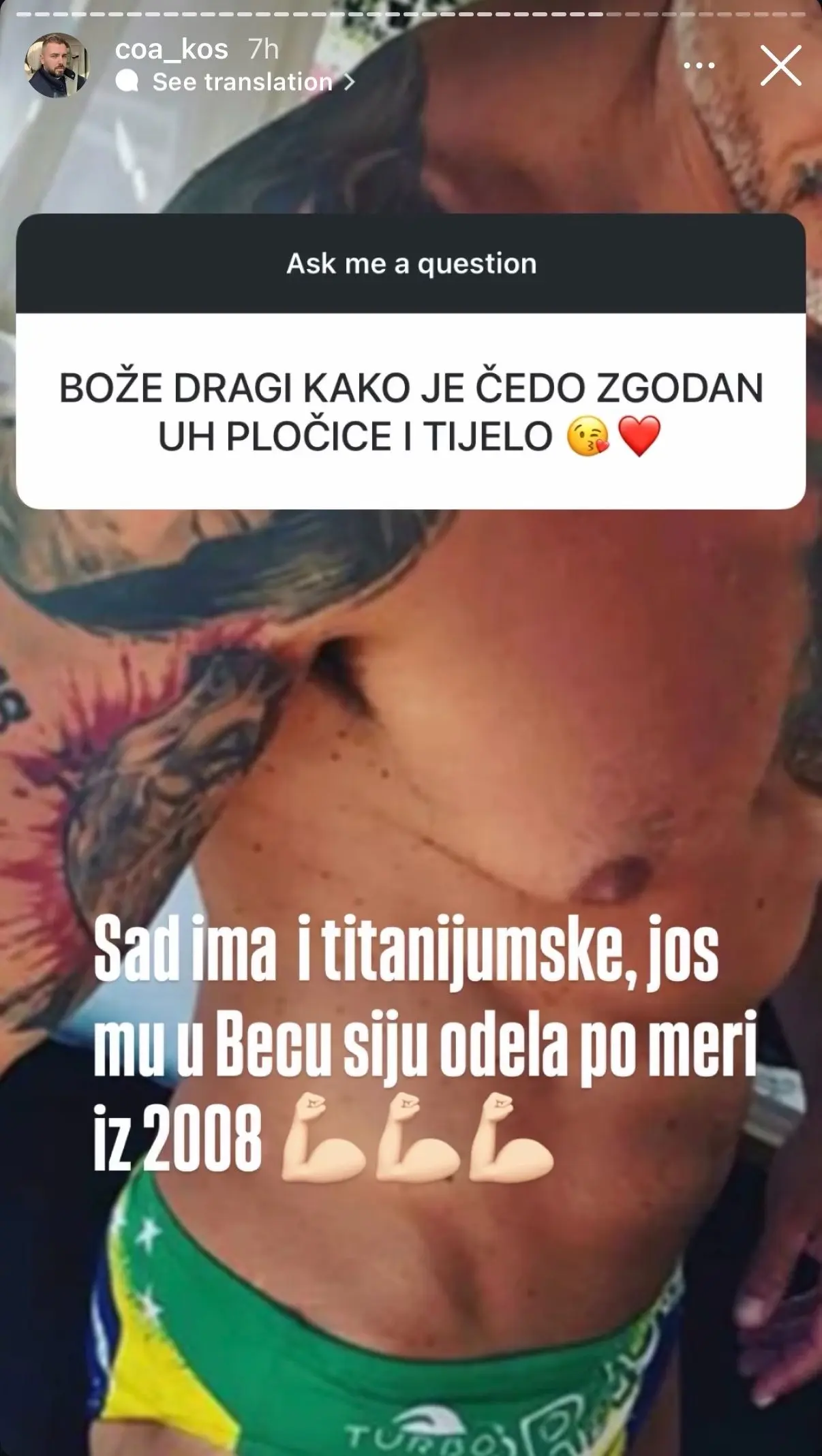 Објава Аце Коса на Инстаграму