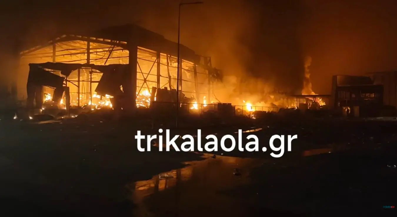 Три особе страдале су у великом пожару који је избио у раним јутарњим сатима у познатој фабрици кекса Виоланта у Трикали у Грчкој.