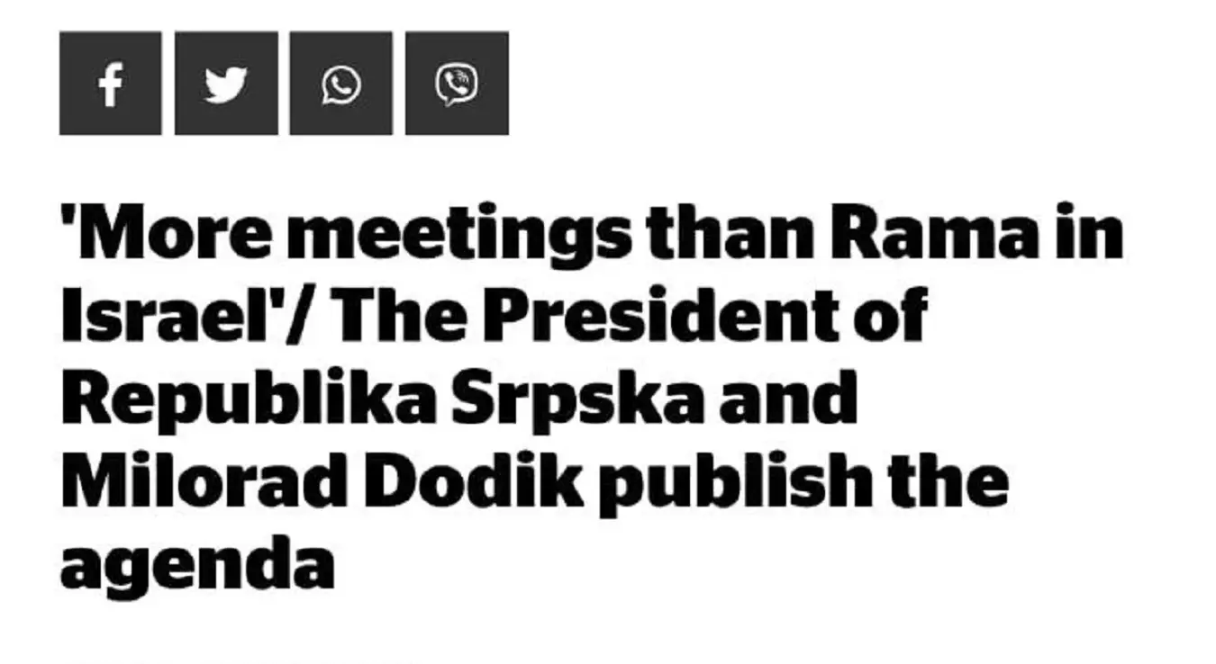 Албански медији ударили по Рами: "Додик има више састанака у Израелу од тебе"