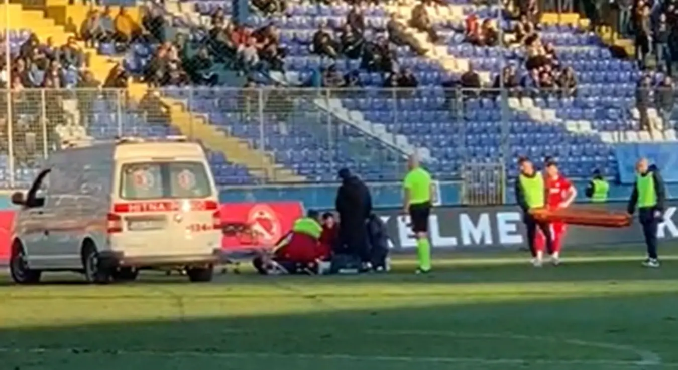 Повреда Цветановског на утакмици Жељезничар - Слога