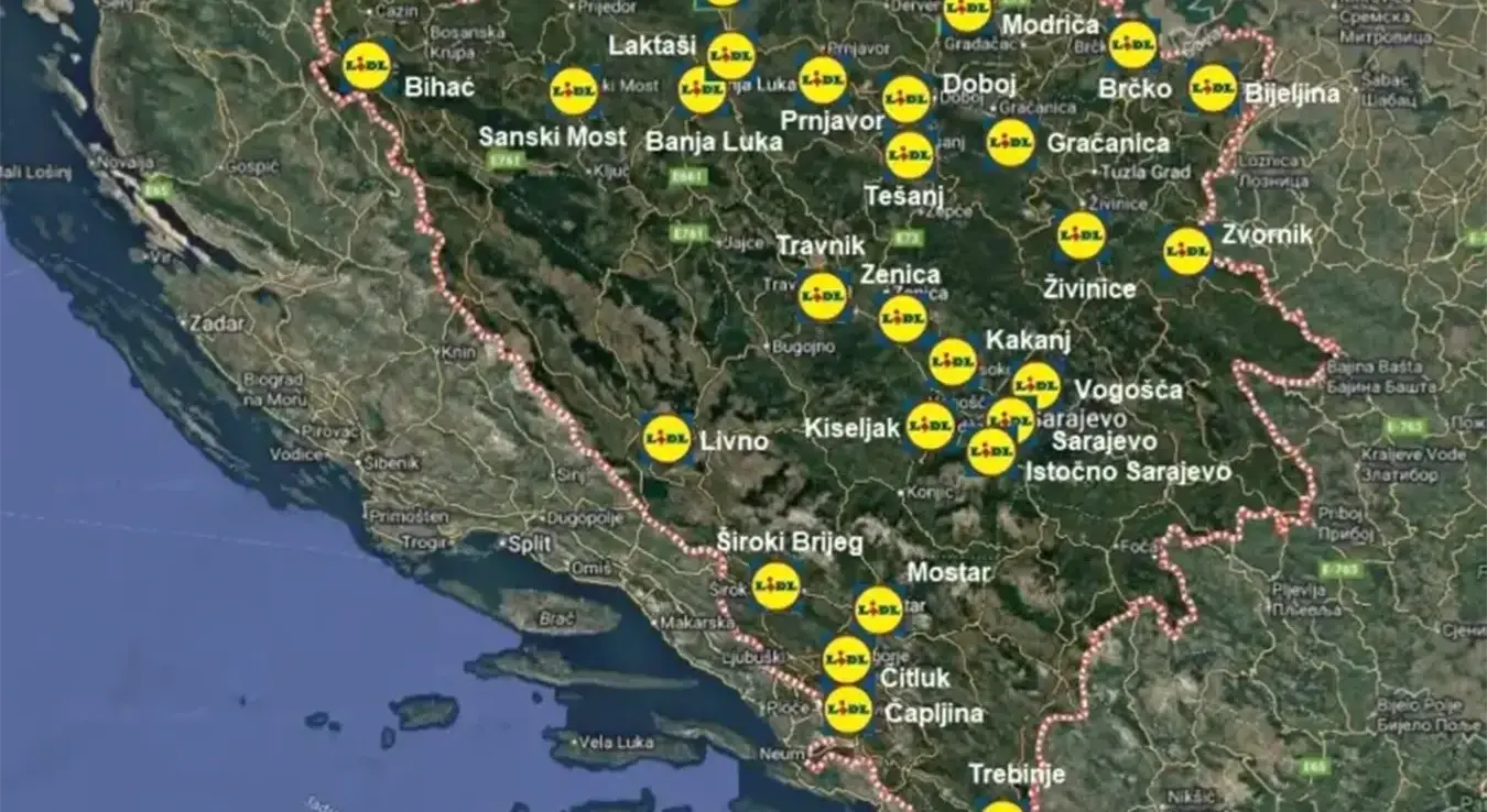 Мапа Лидлових продавница