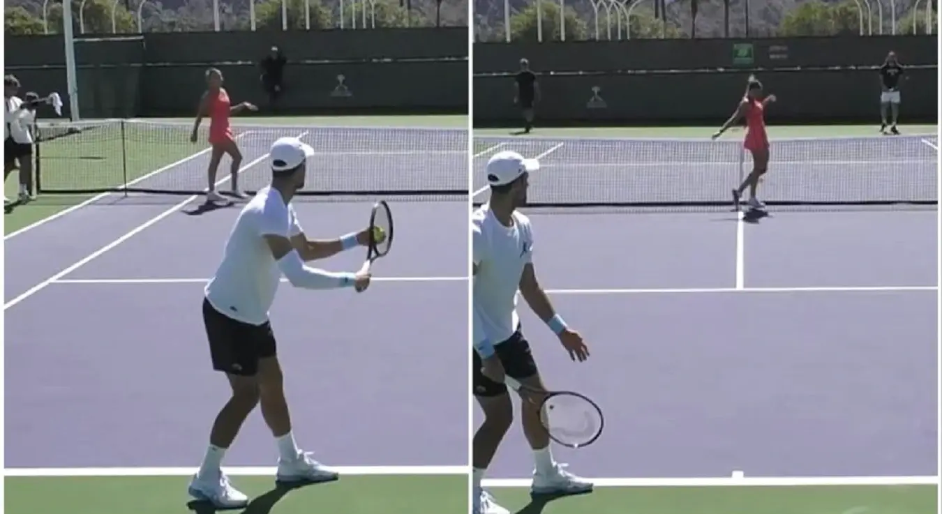 Сабаленка прекинула Ђоковићев тренинг и направила шоу: Шетала као на модној писти, Србин је гађао лоптицом