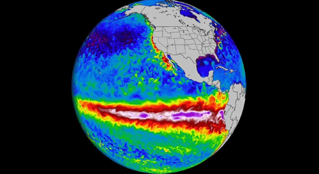 Прогноза Severe Weather Europe на којој се види планета Земља са утицајем Ел Нињо