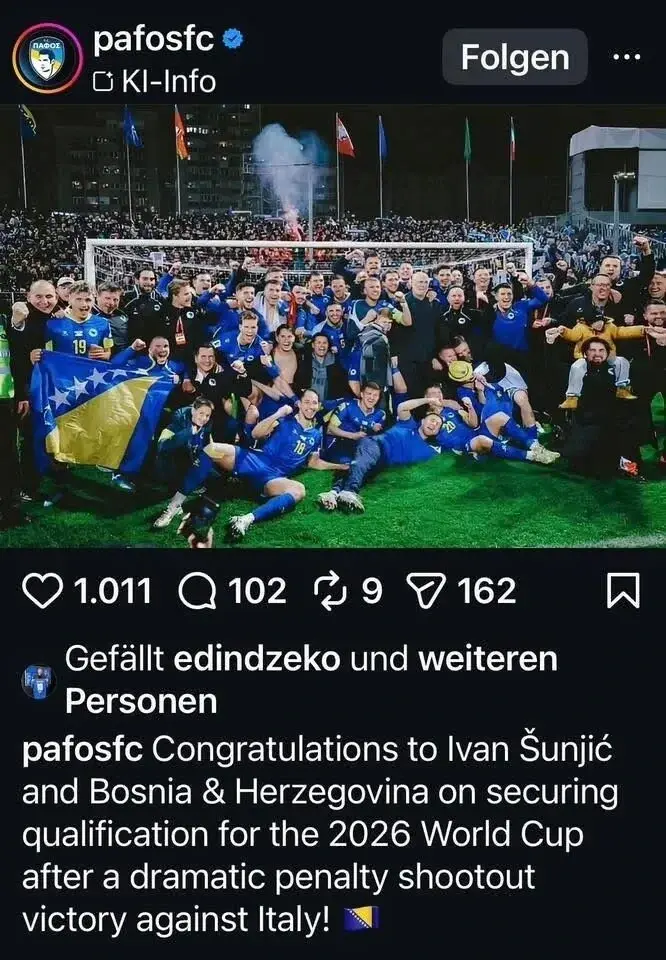 Објава Пафоса на Инстаграму