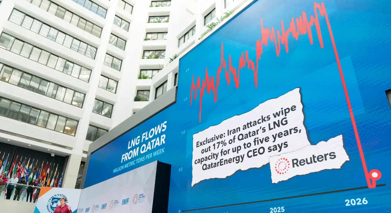 Директорка Међународног монетарног фонда (ММФ) Кристалина Георгијева говори на конференцији за новинаре уочи прољећног састанка Свјетске банке/ММФ-а у сједишту ММФ-а у Вашингтону