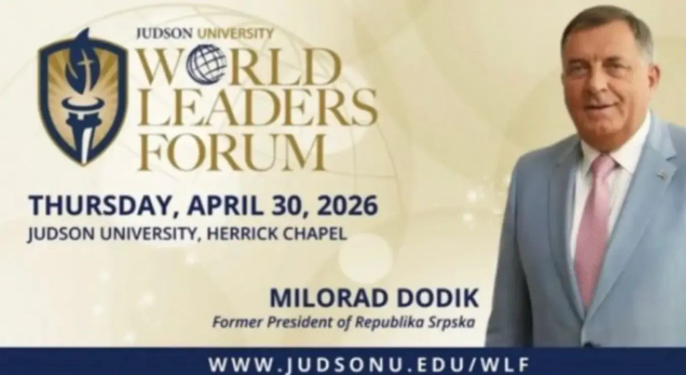 Лидер СНСД-а Милорад Додик добиja престижну награду за лидерство и залагање за демократију на Универзитету Џадсон у САД током Форума свјетских лидера 2026. године "Залагање за демократију".