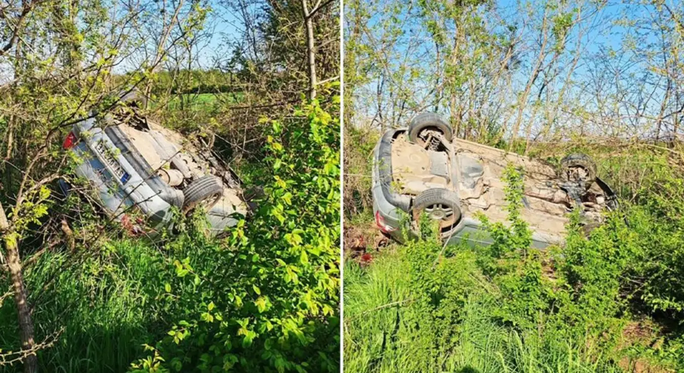 Аутомобил завршио на крову у незгоди код Свилајнца