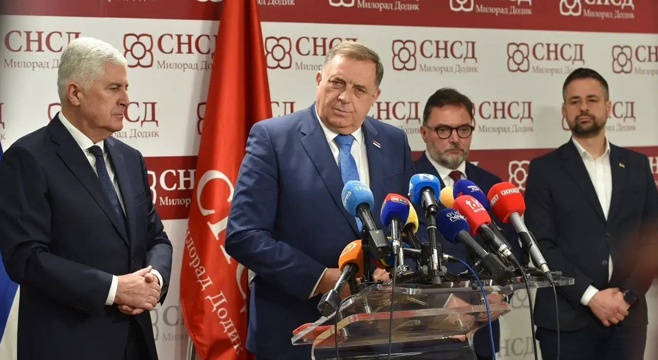 Милорад Додик и Драган Човић на конференцији за медије