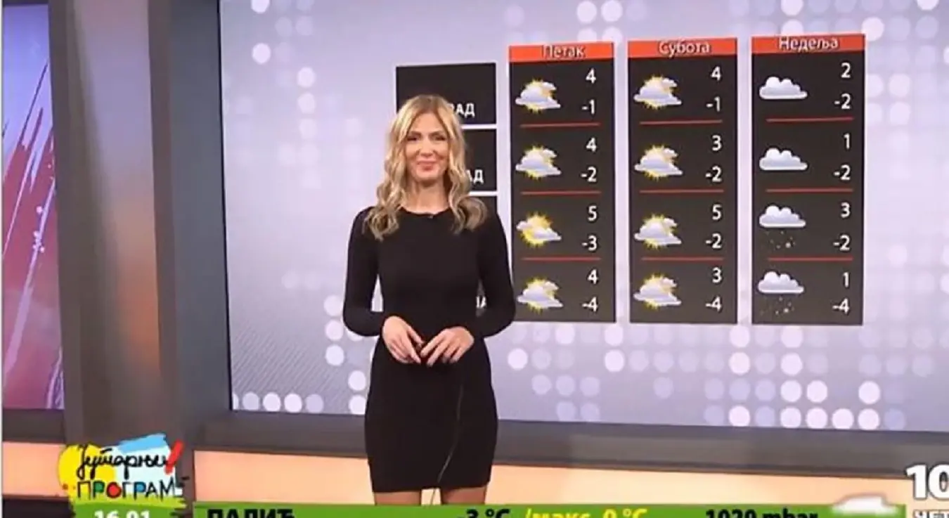 Водитељка Ана Рељић презентује временску прогнозу 16. јануара 2026. године