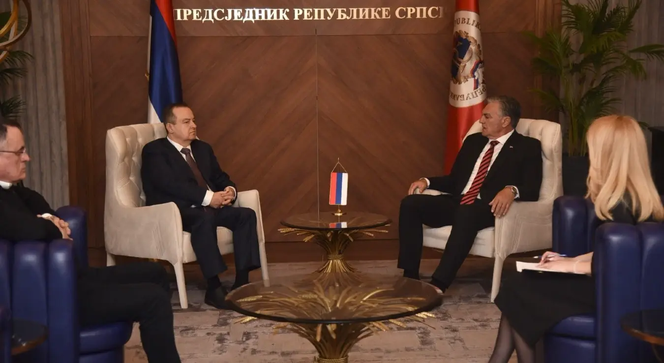 Састанак Ивице Дачића и Синише Карана у Палати Републике Српске у Бањалуци