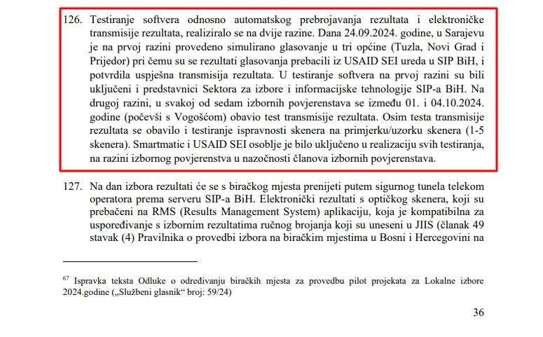 Дио извјештаја ЦИК-а