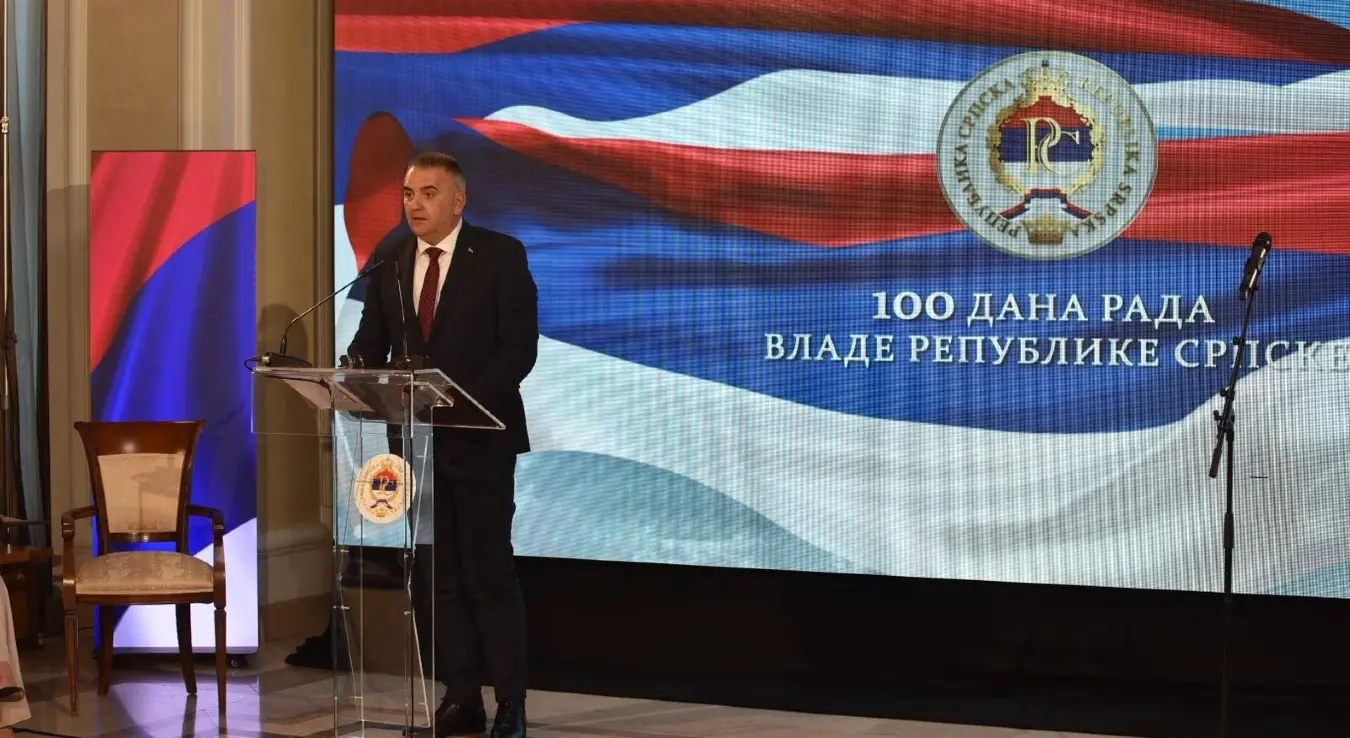 Премијер Владе Републике Српске Саво Минић на конференцији за медије поводом 100 данас Владе
