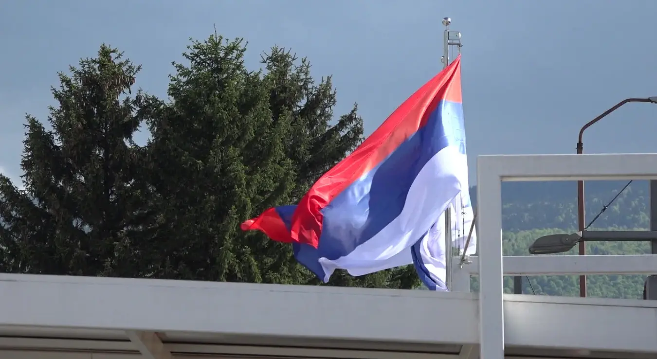 Види се застава Републике Српске како вијори на јарболу испред крошње дрвета.