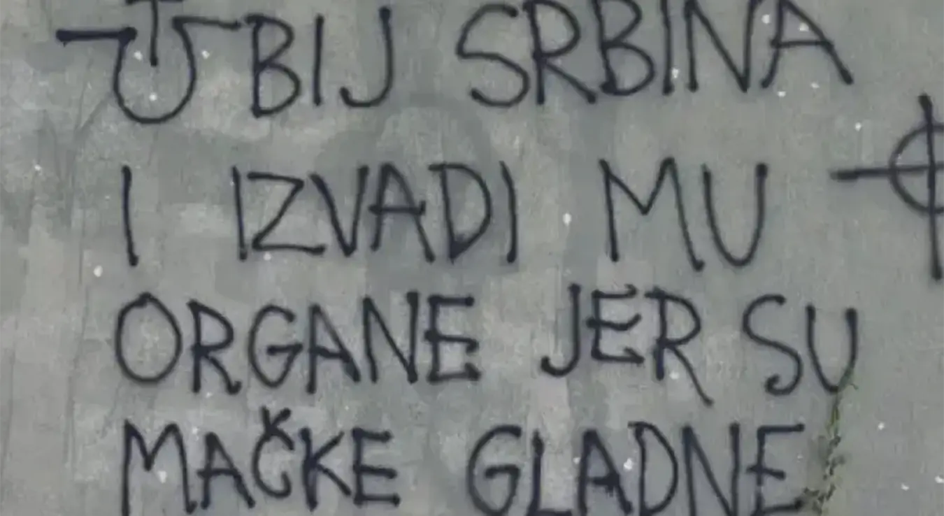 У Славонском Броду исписан је скандалозан графит који позива на убиство Срба да би њиховим органима нахранили гладне мачке.