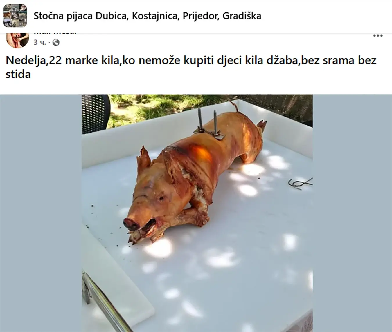 Оглас за продају прасетине
