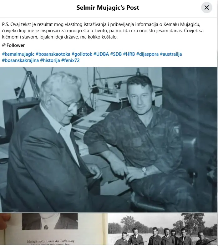 Објава о Кемалу Мујагићу