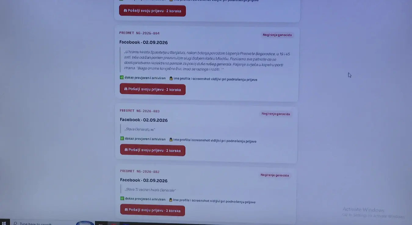 Фејбук пријаве генерал Ратко Младић Суд БиХ затворске казне