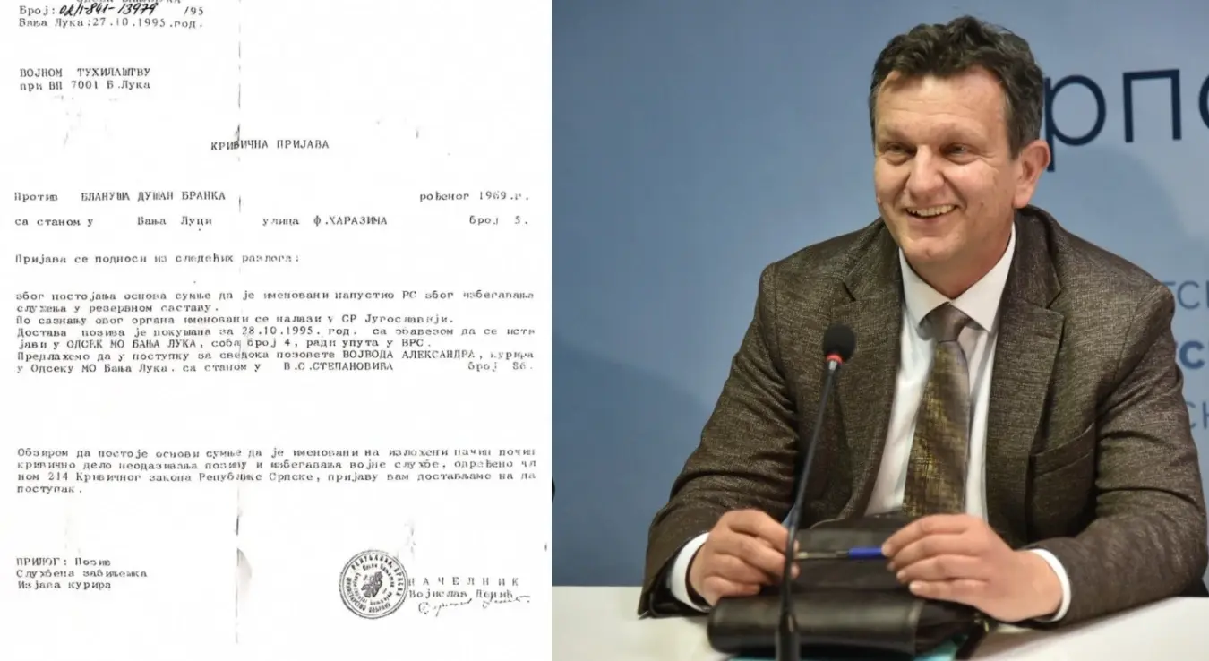 "Блануша побјегао из ВРС након 12 мјесеци, поднесена кривична пријава"
